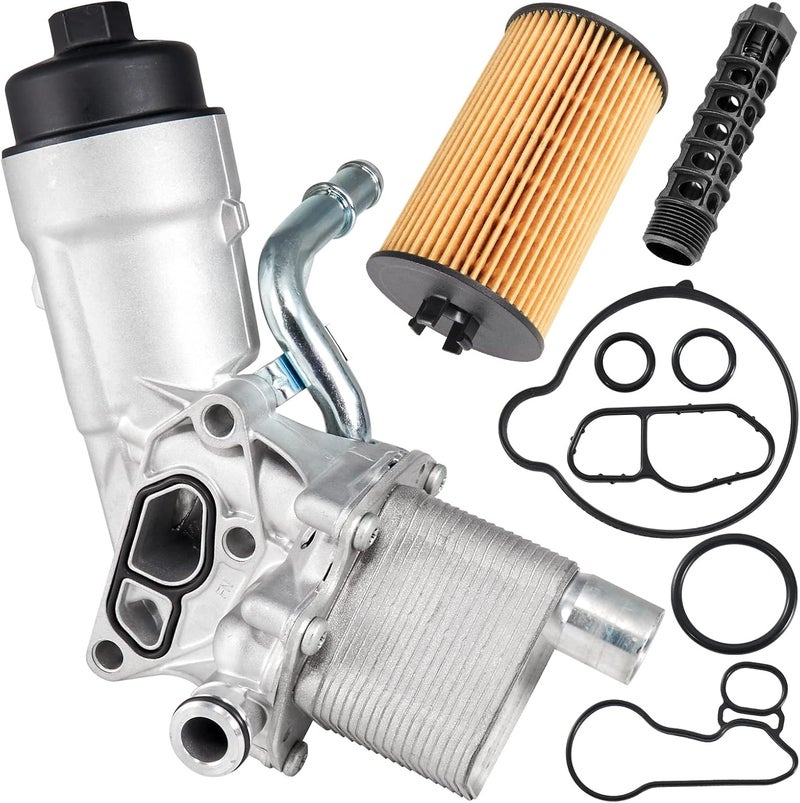 AUTOBABA Engine Oil Cooler Filter Housing Assembly with Extra Gaskets Compatible with 2011-2021 Chevy Cruze Limited Sonic Trax Buick Encore 1.4L Replaces 918-428 55566784 55565388 88179-91400 - Image 1